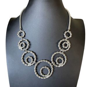 NY&Co Bold Twisted Swirl Silver Tone Chunky Adjustable Length Necklace